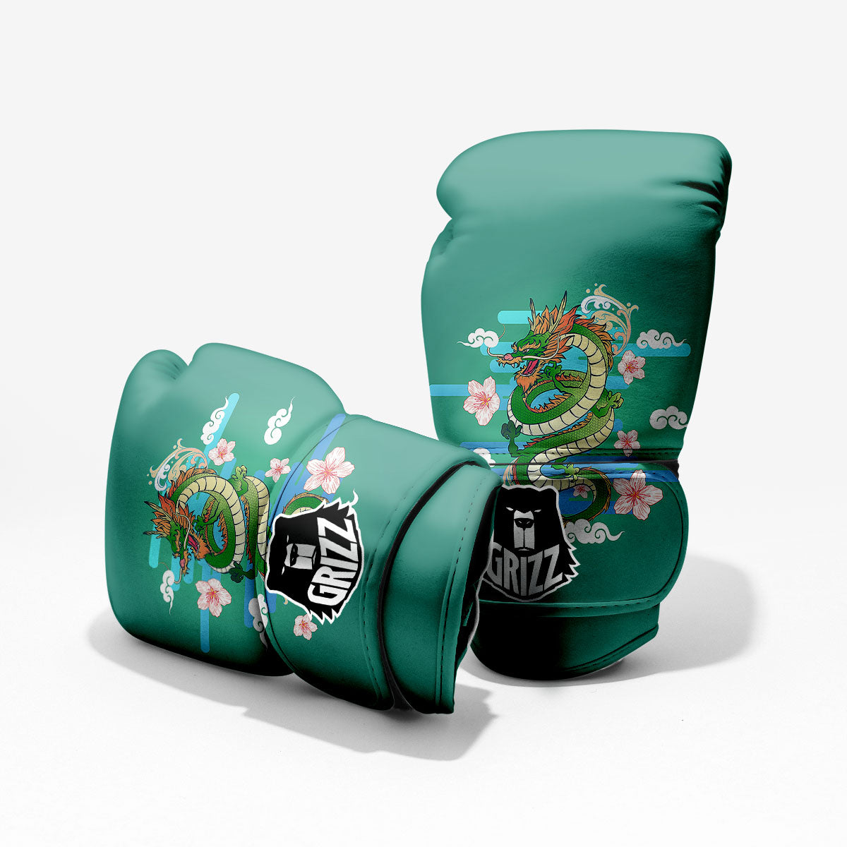 Dragon Tattoo Green Japanese Print Pro Boxing Glove