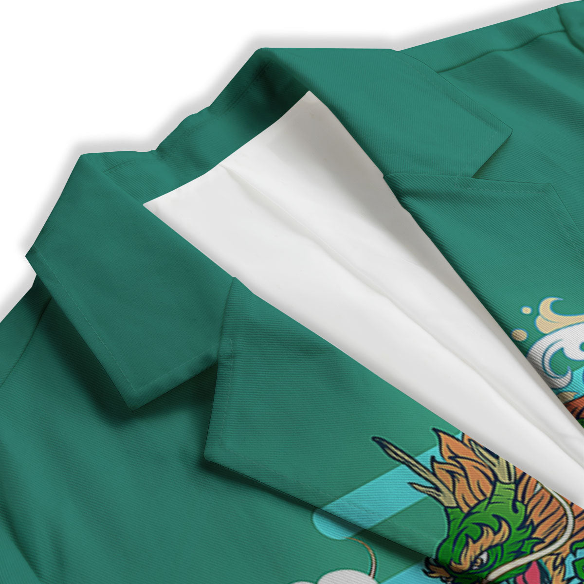 Dragon Tattoo Green Japanese Print Women's Blazer-grizzshop