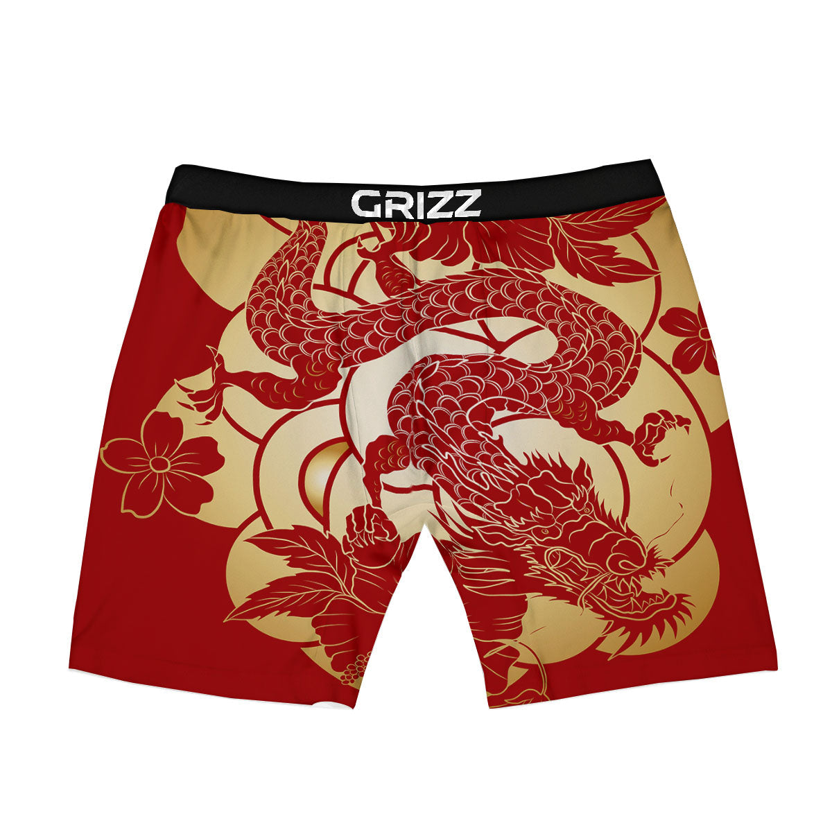 Dragon Tattoo Red Japanese Print Boxer Briefs-grizzshop