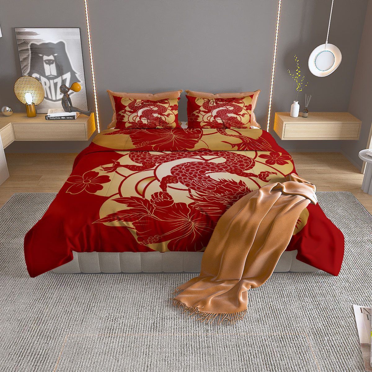 Decorations Christmas Vintage Print Pattern Duvet Cover Bedding Set