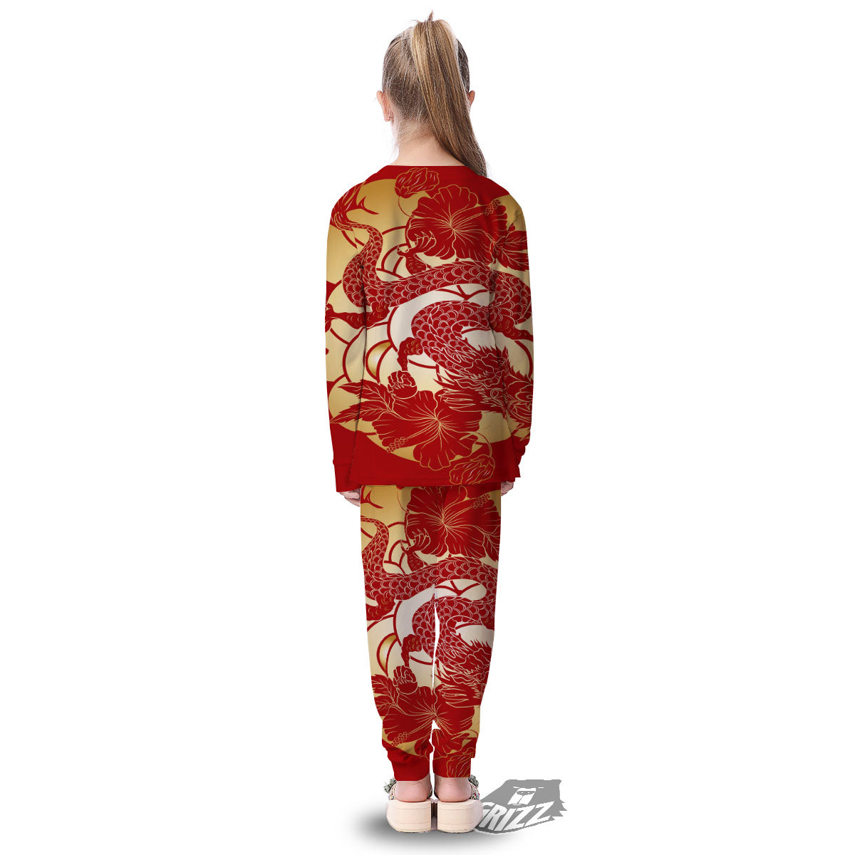 Dragon Tattoo Red Japanese Print Kid's Pajamas-grizzshop