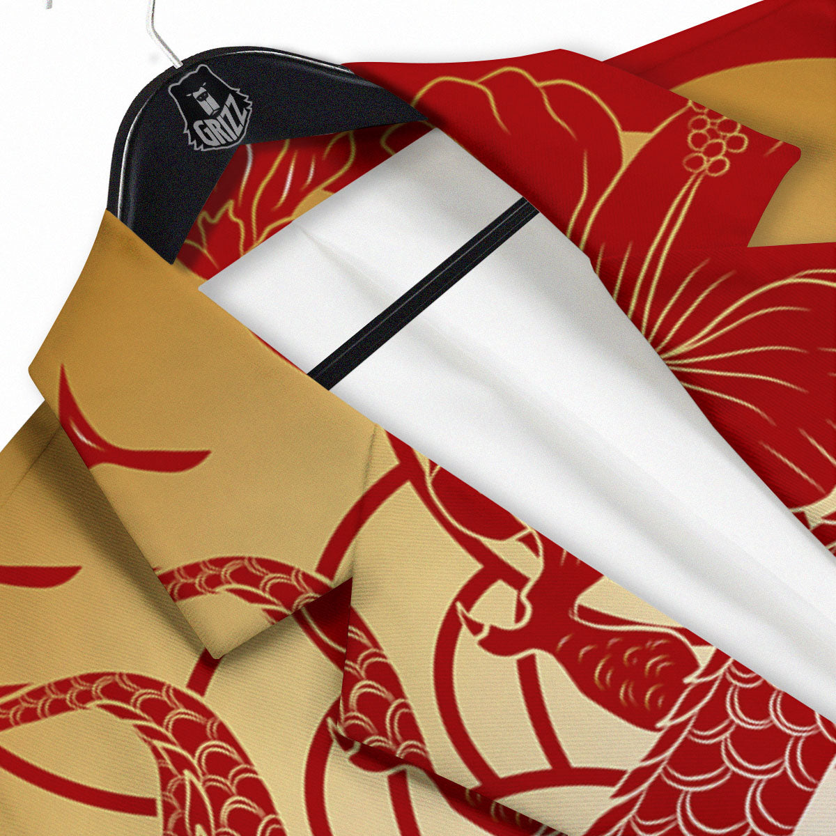 Dragon Tattoo Red Japanese Print Men's Sport Coat-grizzshop