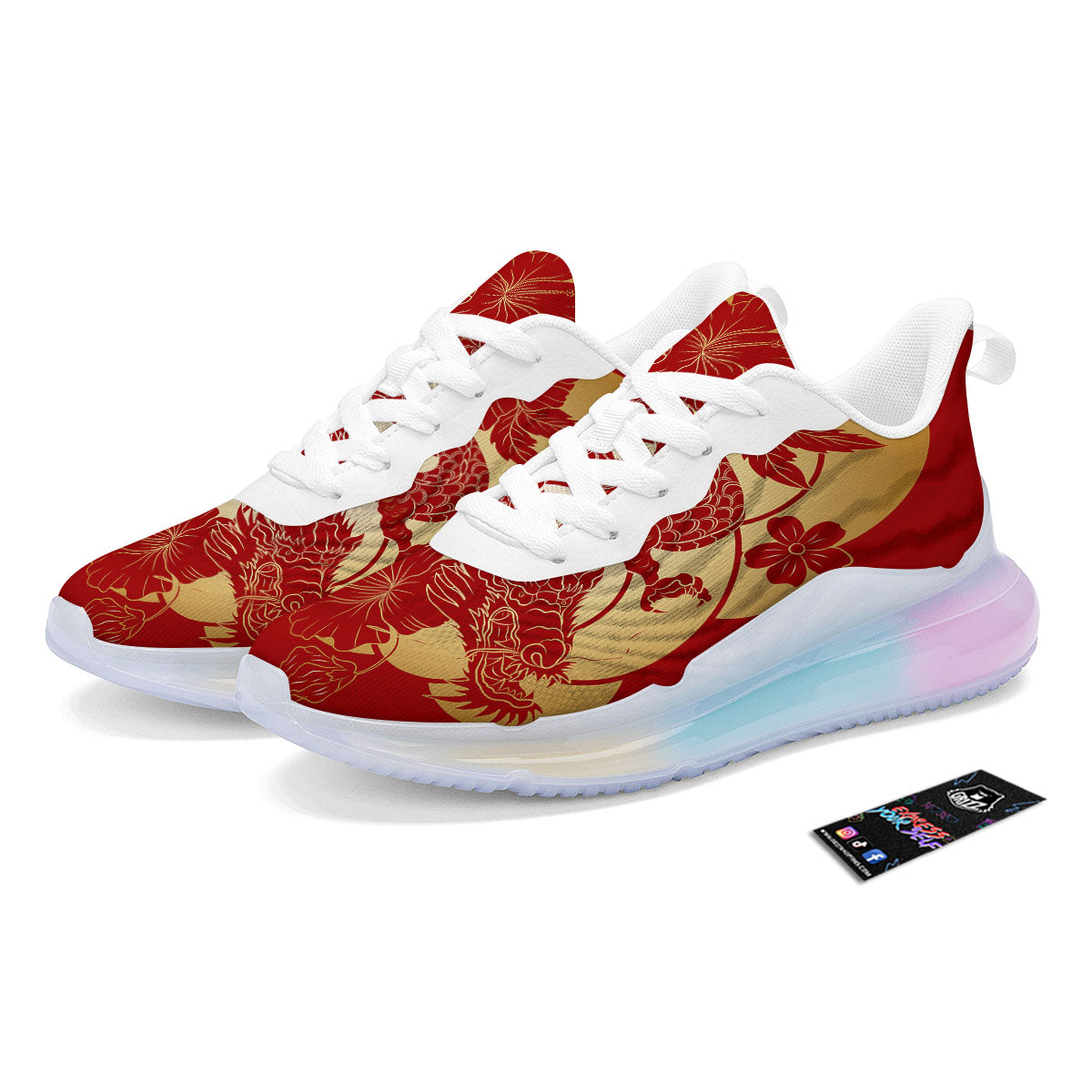 Dragon Tattoo Red Japanese Print Running Sneakers-grizzshop