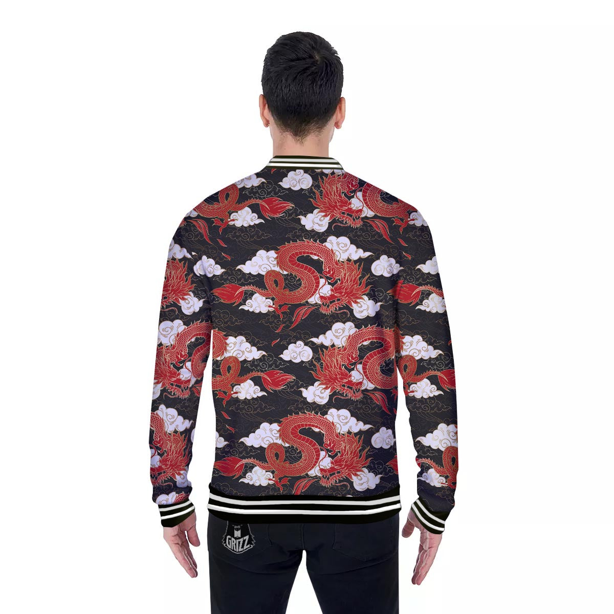 Dragon Traditional Chinese Print Pattern Baseball Jacket-grizzshop