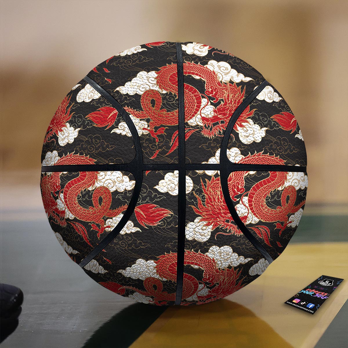 Dragon Traditional Chinese Print Pattern Basketball