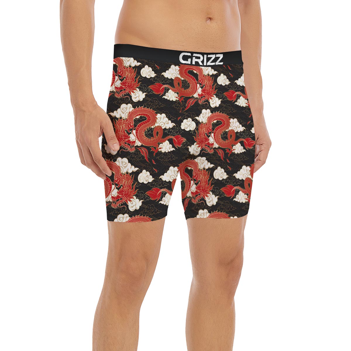 Dragon Traditional Chinese Print Pattern Boxer Briefs-grizzshop