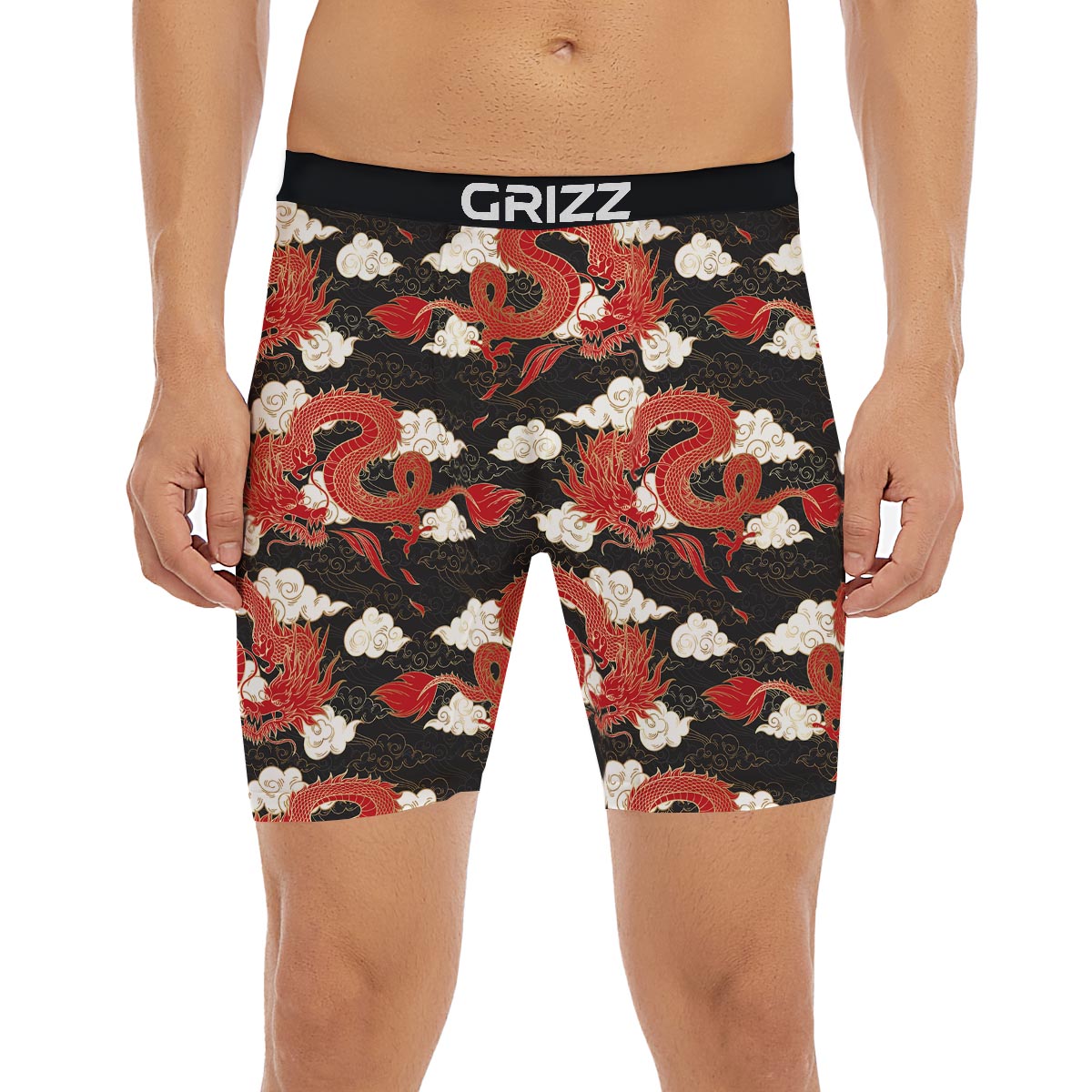 Dragon Traditional Chinese Print Pattern Boxer Briefs-grizzshop