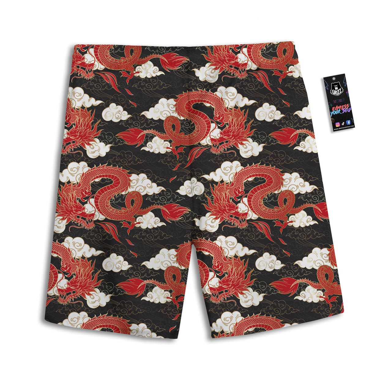 Dragon Traditional Chinese Print Pattern Men's Athletic Shorts