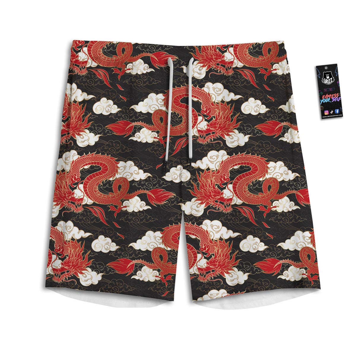 Dragon Traditional Chinese Print Pattern Men's Athletic Shorts