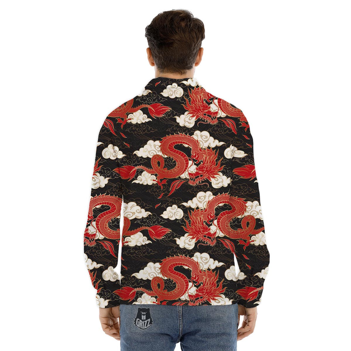 Dragon Traditional Chinese Print Pattern Men's Dress Shirts-grizzshop