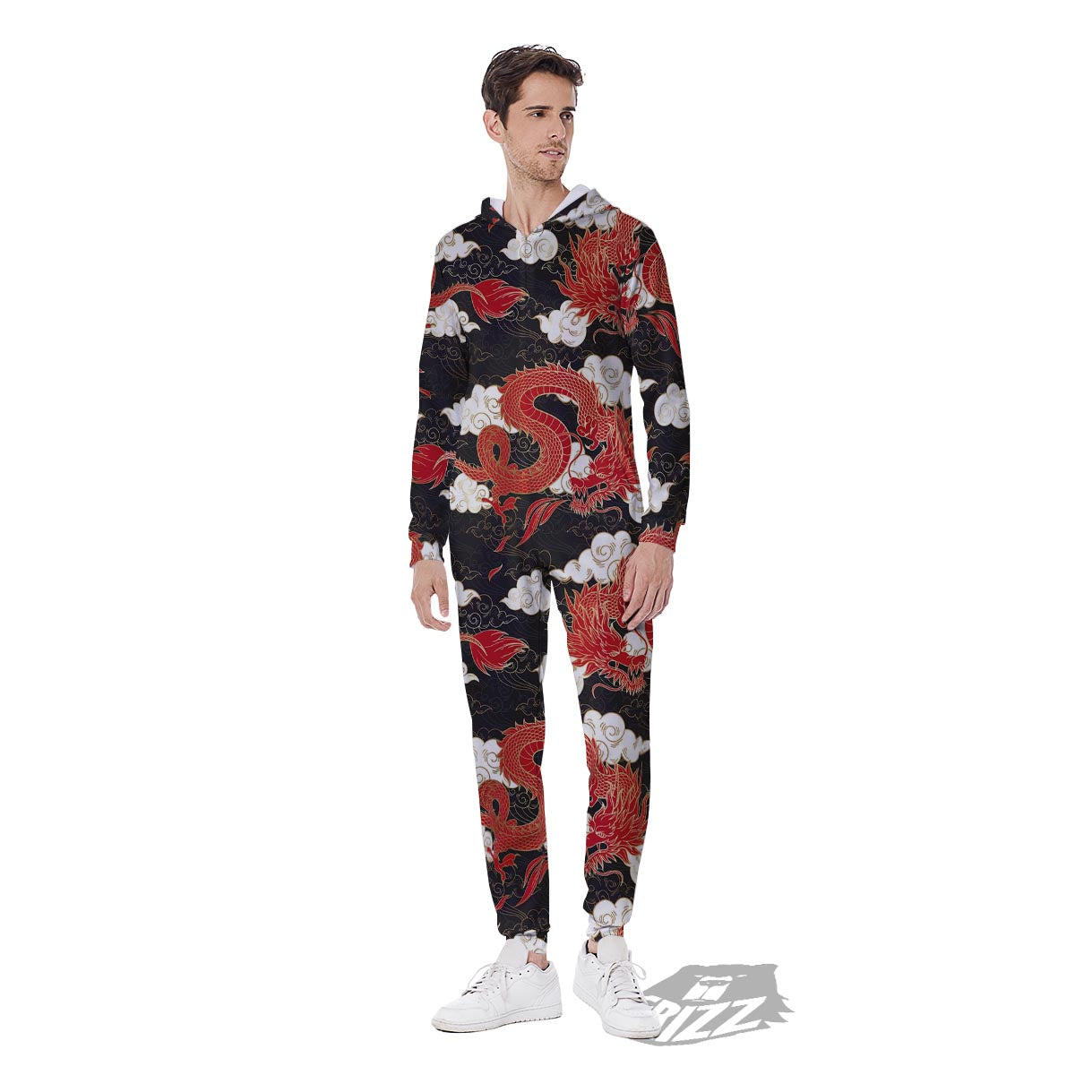 Dragon Traditional Chinese Print Pattern Men's Jumpsuit-grizzshop