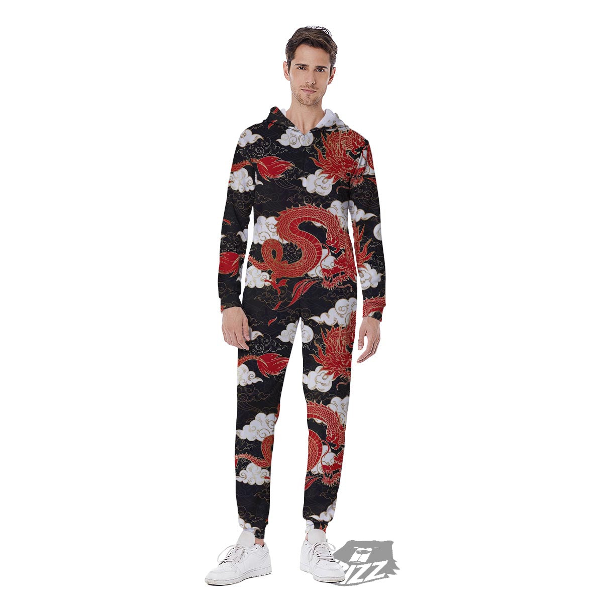 Dragon Traditional Chinese Print Pattern Men's Jumpsuit-grizzshop