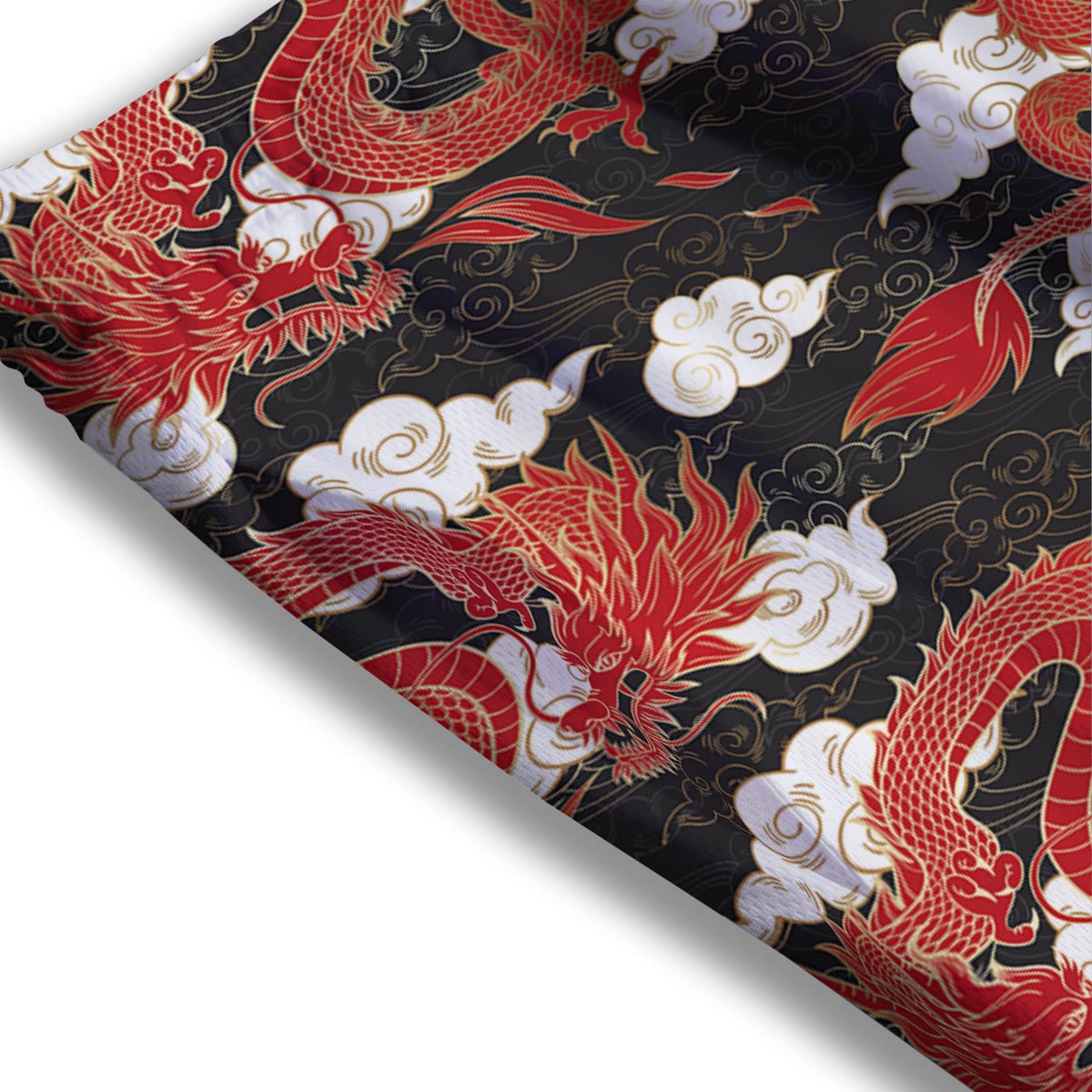 Dragon Traditional Chinese Print Pattern Mesh Shorts