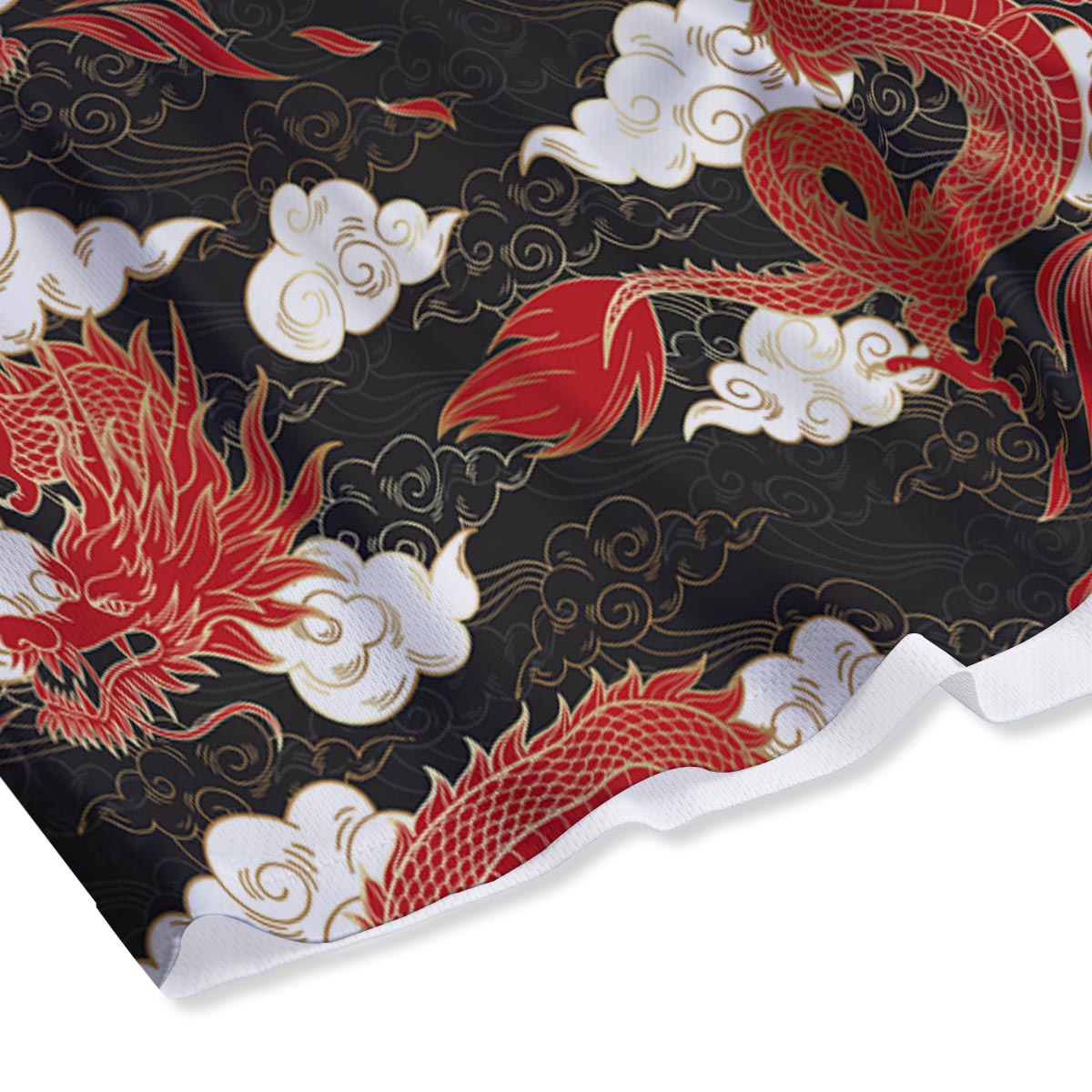 Dragon Traditional Chinese Print Pattern Mesh Shorts