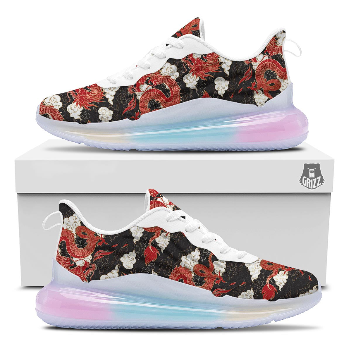Dragon Traditional Chinese Print Pattern Running Sneakers-grizzshop