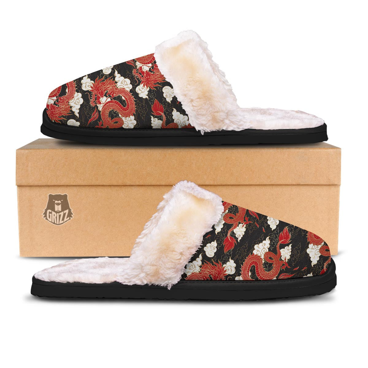 Dragon Traditional Chinese Print Pattern Slippers-grizzshop