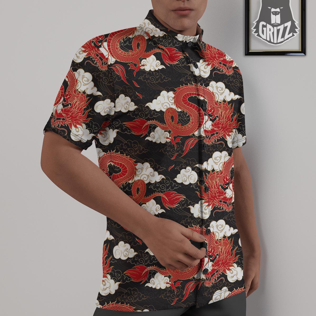 Dragon Traditional Chinese Print Pattern Untucked Shirts-grizzshop