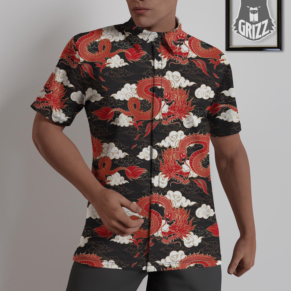 Dragon Traditional Chinese Print Pattern Untucked Shirts-grizzshop