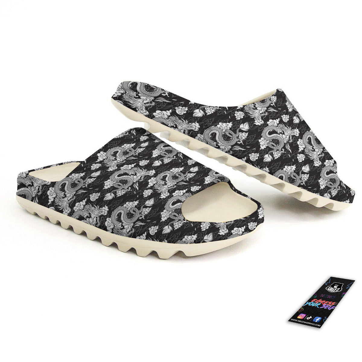 Dragon Eastern Print Pattern Sandals-grizzshop