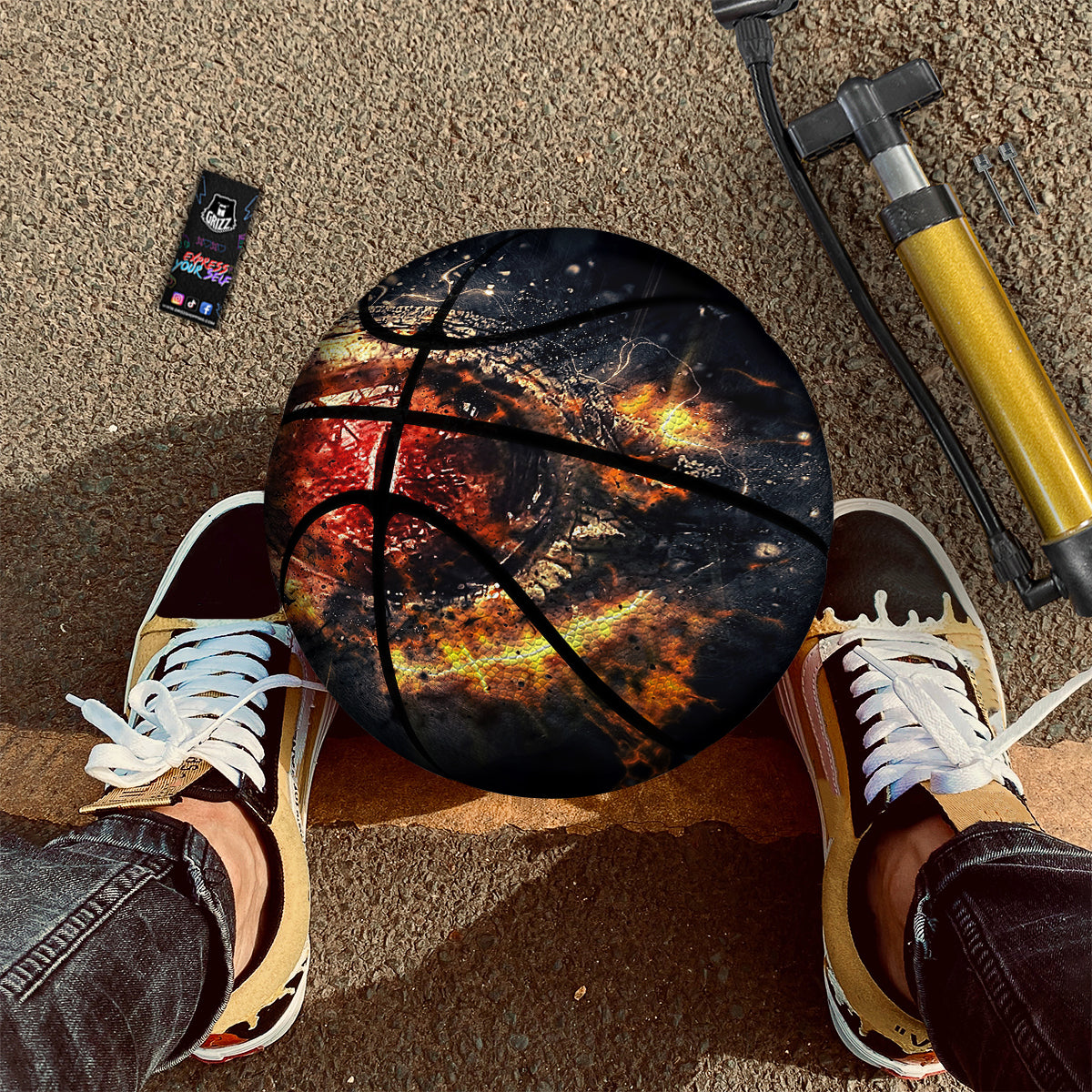 Dragon Red Eye Fire Print Basketball