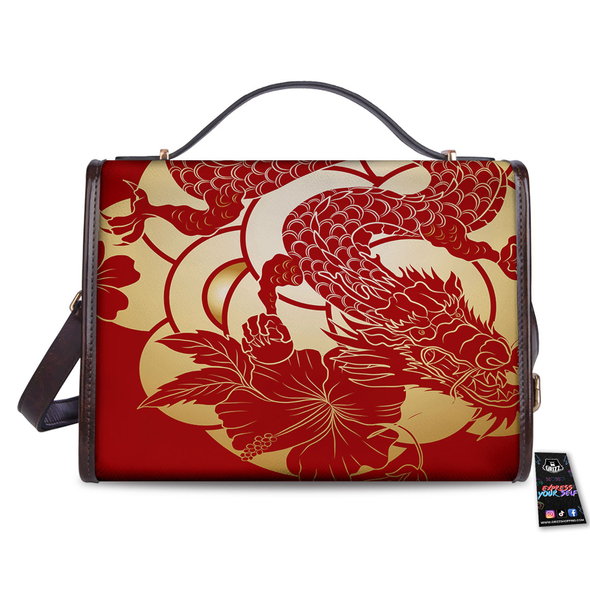 Dragon Tattoo Red Japanese Print Women's Satchel Bag