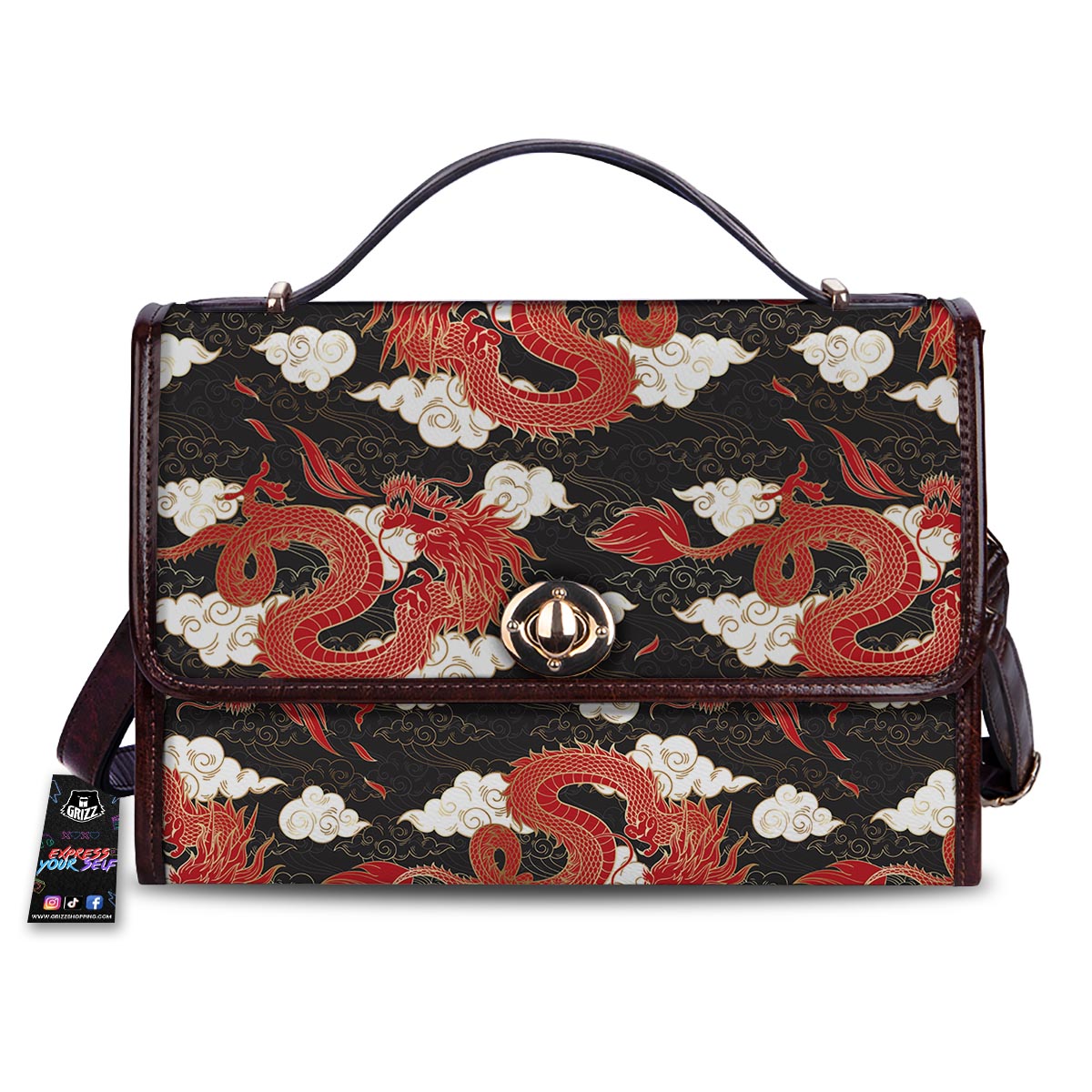 Dragon Traditional Chinese Print Pattern Women's Satchel Bag