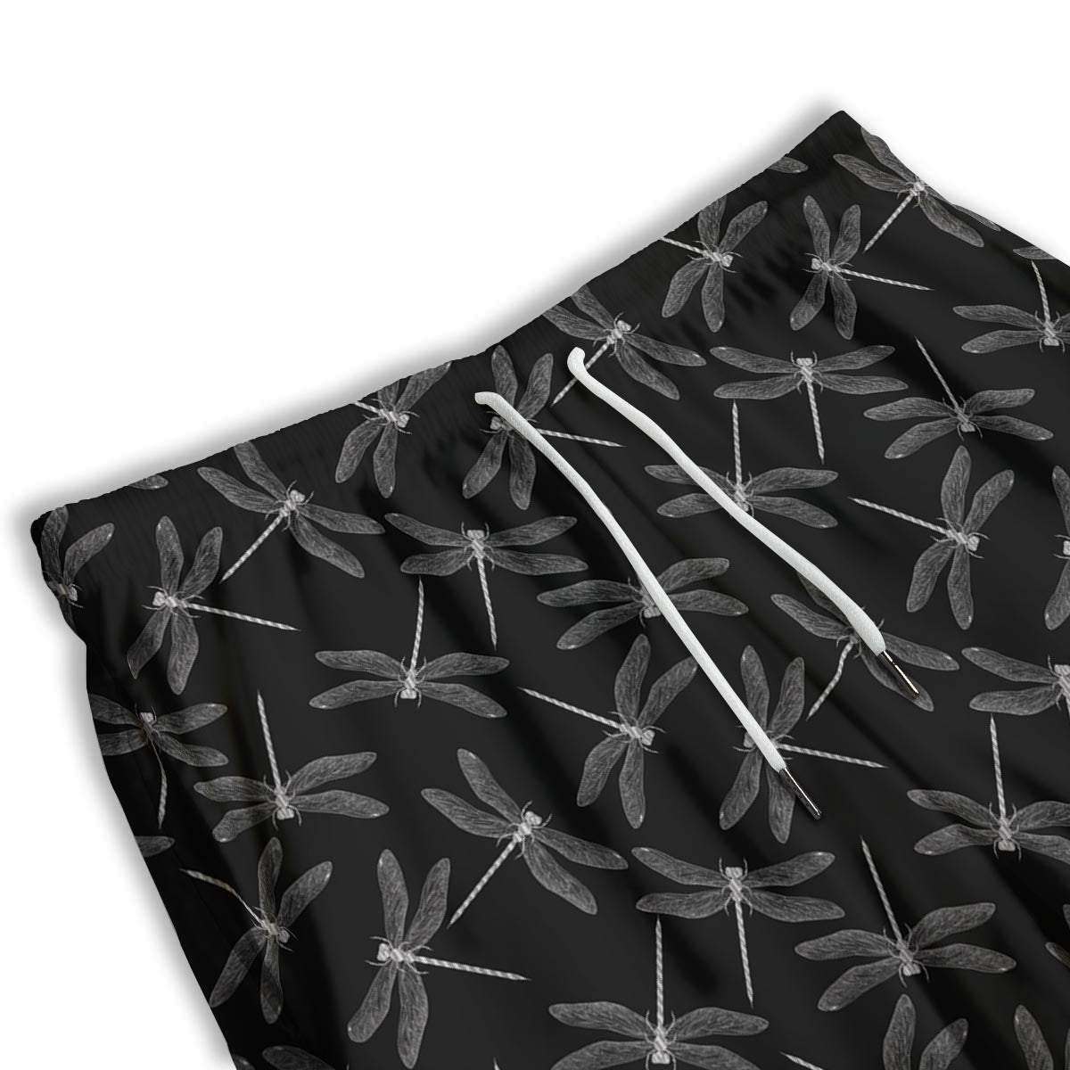 Dragonfly Black Print Pattern Men's Athletic Shorts