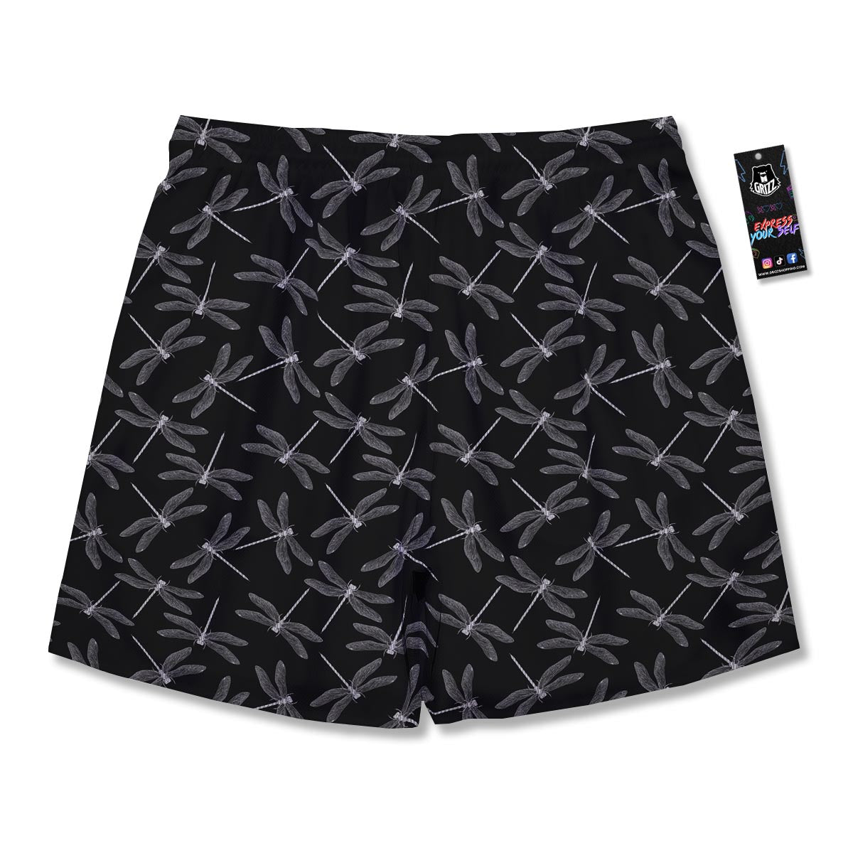 Dragonfly Black Print Pattern Men's Running Shorts-grizzshop