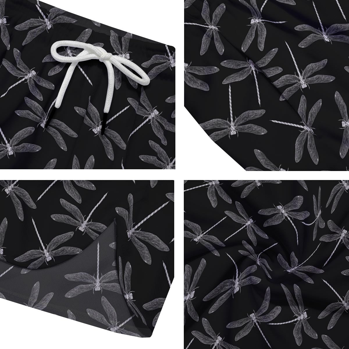 Dragonfly Black Print Pattern Men's Running Shorts-grizzshop