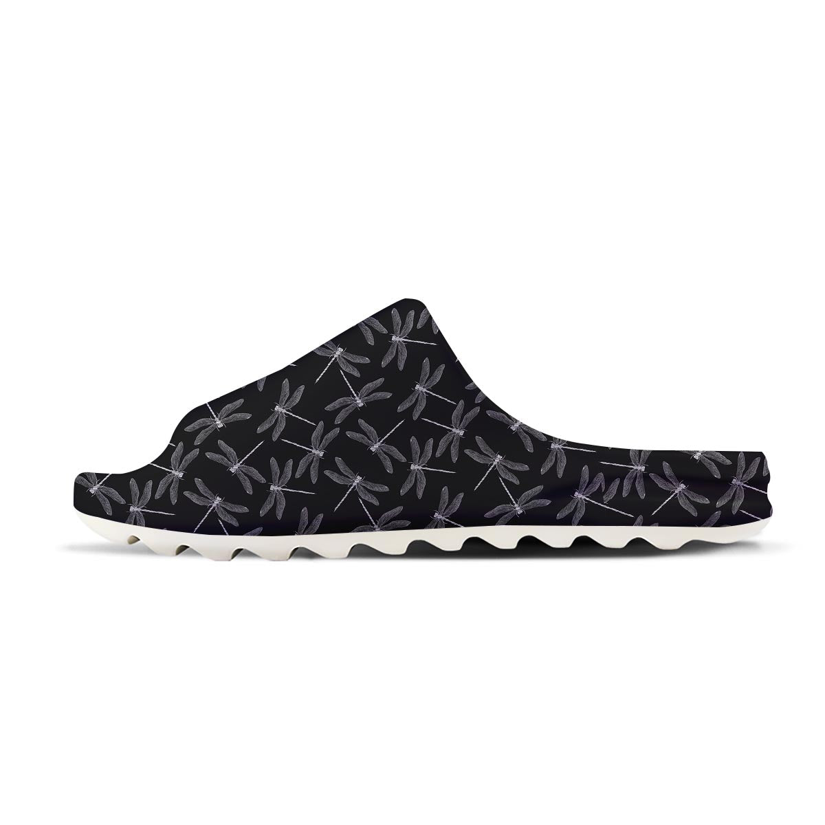 Dragonfly Black Print Pattern Sandals-grizzshop