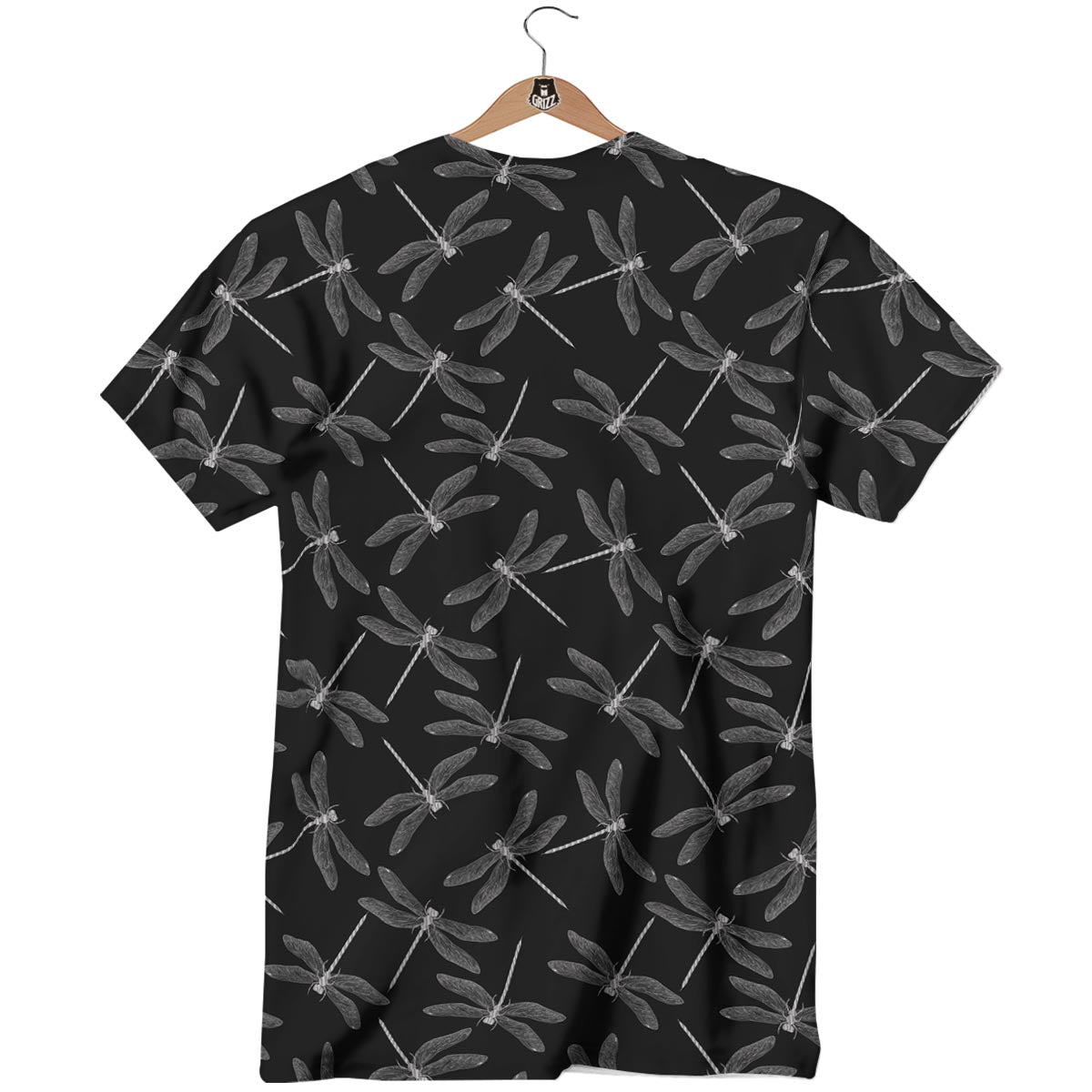 Dragonfly Black Print Pattern T-Shirt-grizzshop