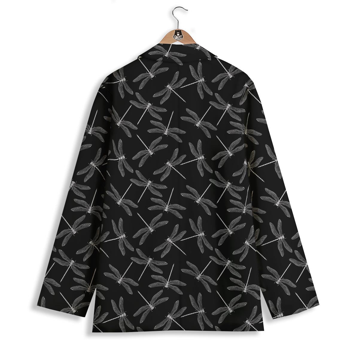 Dragonfly Black Print Pattern Women's Blazer-grizzshop