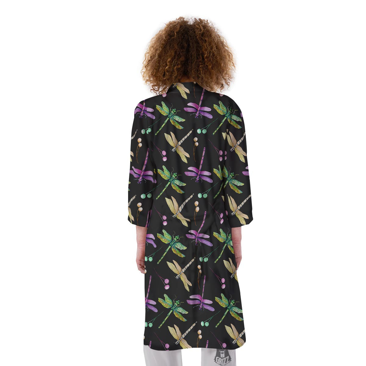 Dragonfly Black Purple And Teal Print Pattern Kimono-grizzshop
