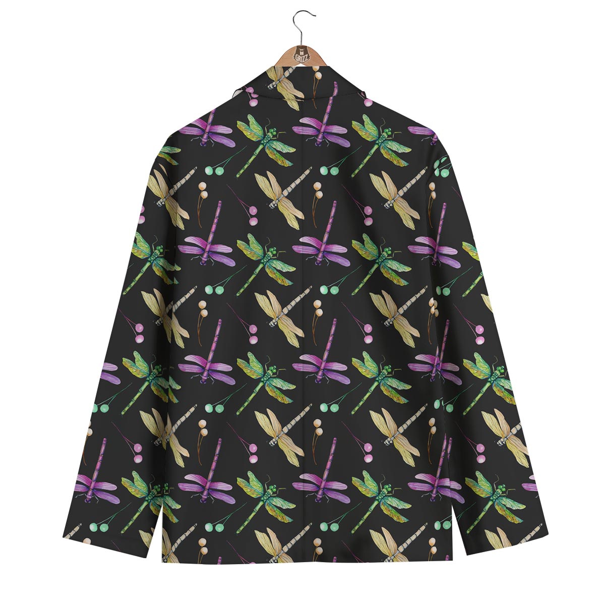 Dragonfly Black Purple And Teal Print Pattern Men's Blazer-grizzshop