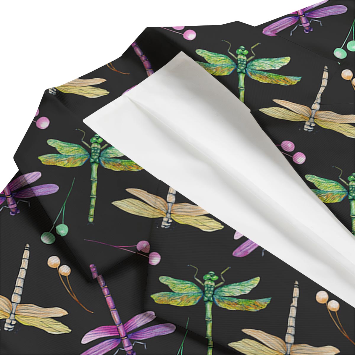 Dragonfly Black Purple And Teal Print Pattern Men's Blazer-grizzshop