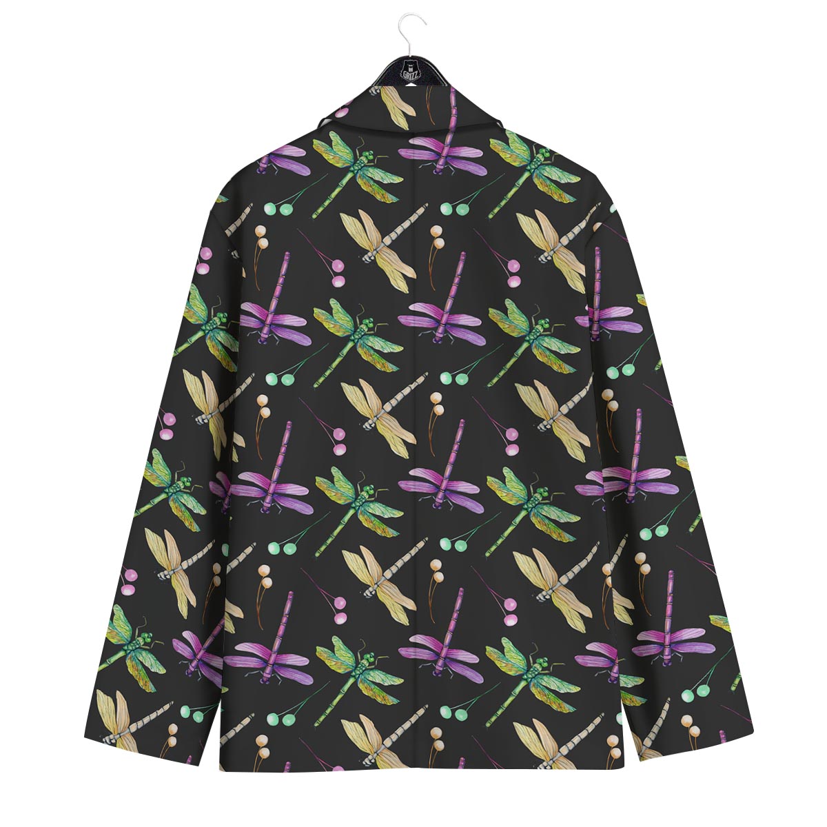 Dragonfly Black Purple And Teal Print Pattern Men's Sport Coat-grizzshop