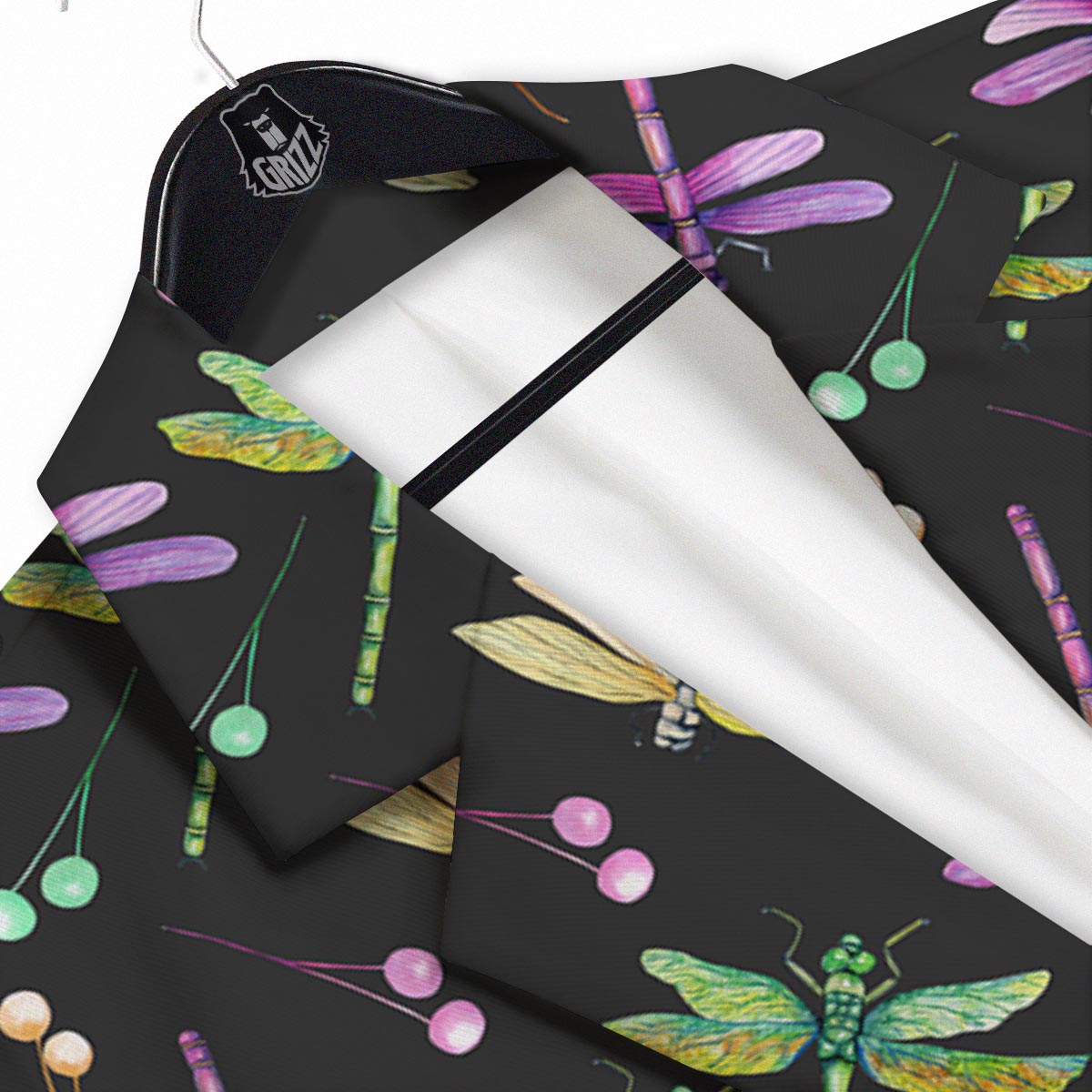 Dragonfly Black Purple And Teal Print Pattern Men's Sport Coat-grizzshop