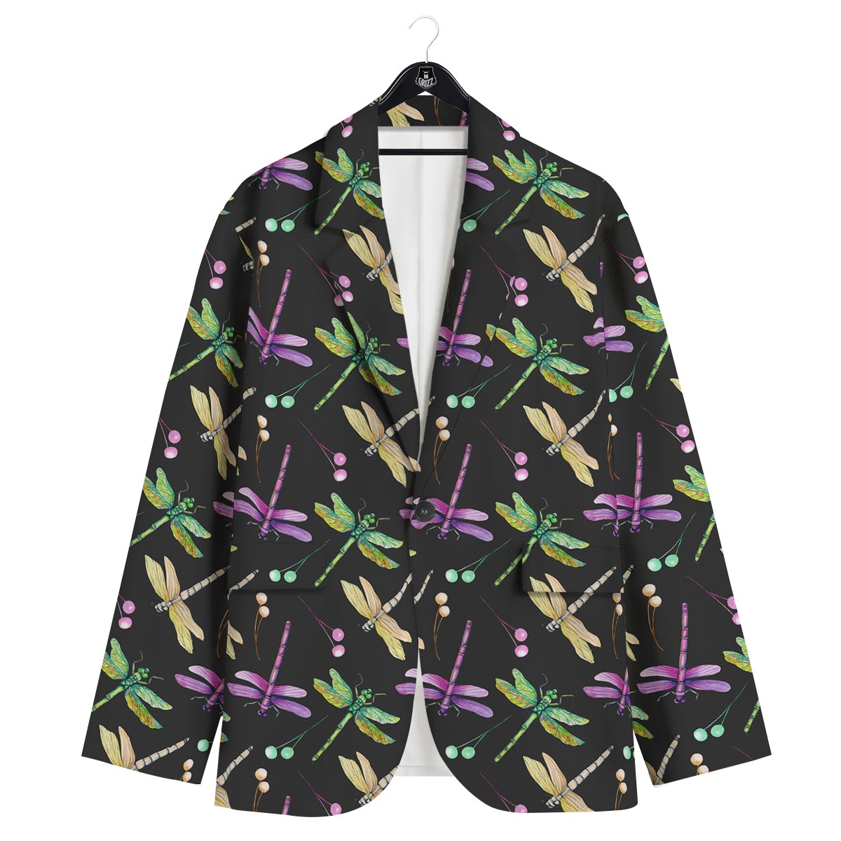 Dragonfly Black Purple And Teal Print Pattern Men's Sport Coat-grizzshop