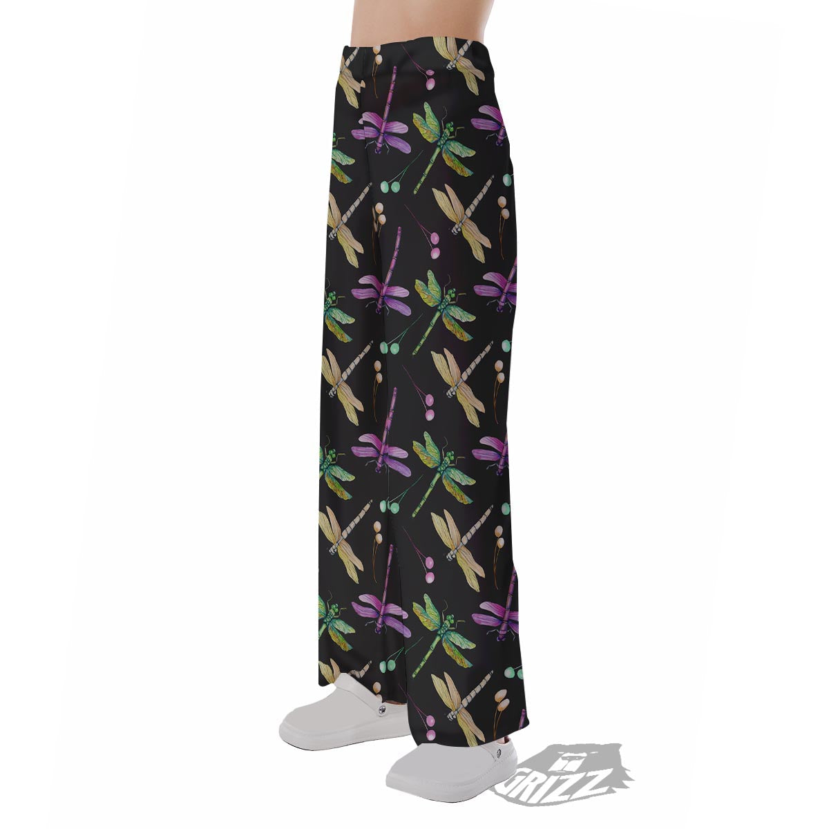 Dragonfly Black Purple And Teal Print Pattern Pajama Pants-grizzshop