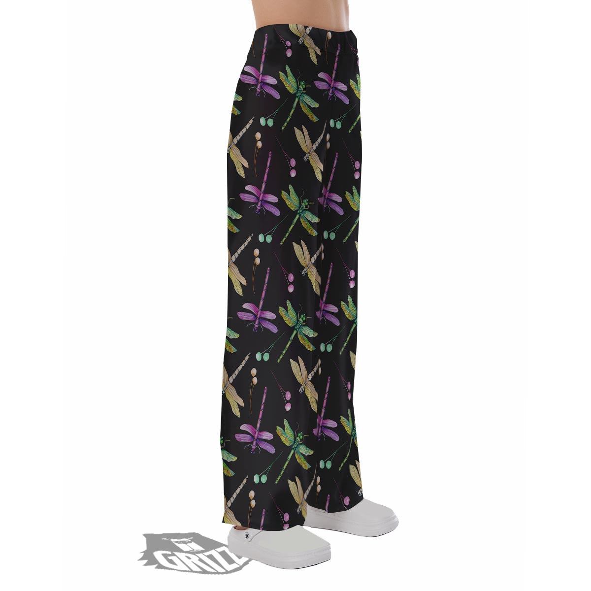 Dragonfly Black Purple And Teal Print Pattern Pajama Pants-grizzshop