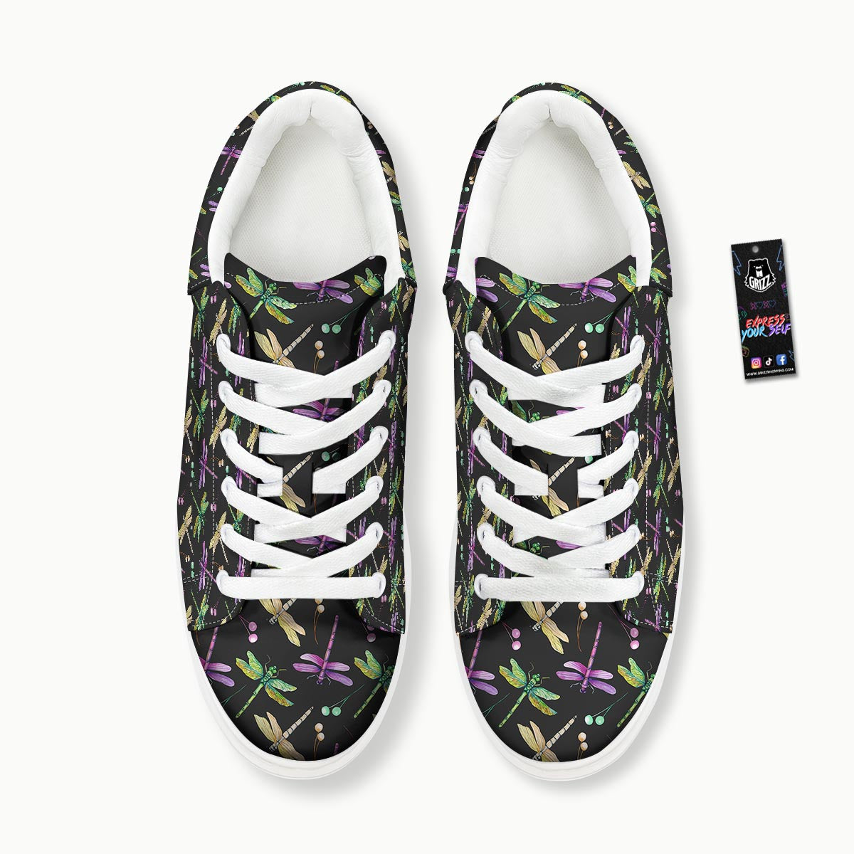 Dragonfly Black Purple And Teal Print Pattern Platform Shoes-grizzshop