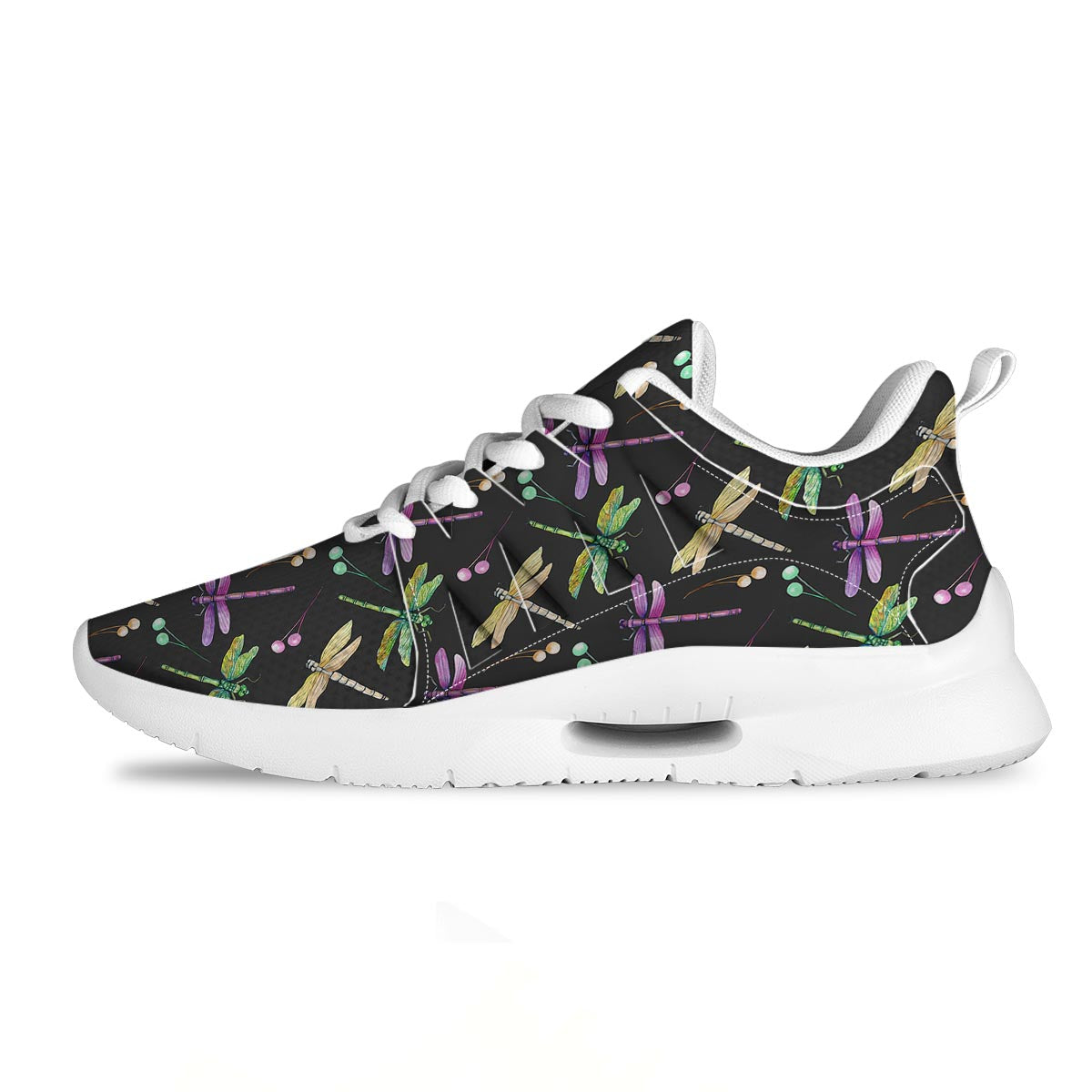 Dragonfly Black Purple And Teal Print Pattern Tennis Shoes-grizzshop