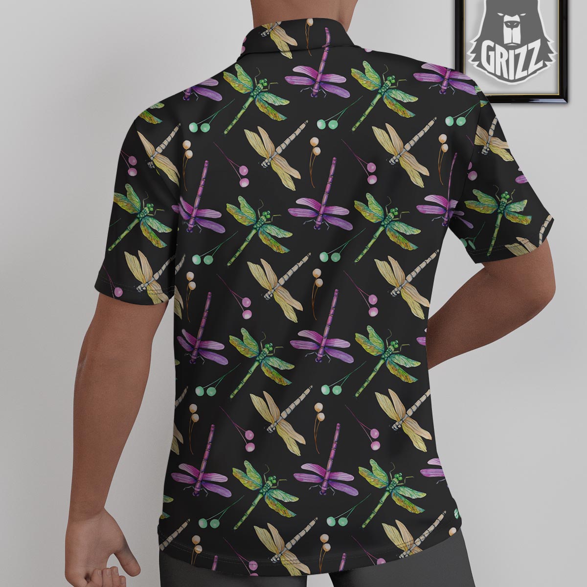 Dragonfly Black Purple And Teal Print Pattern Untucked Shirts-grizzshop