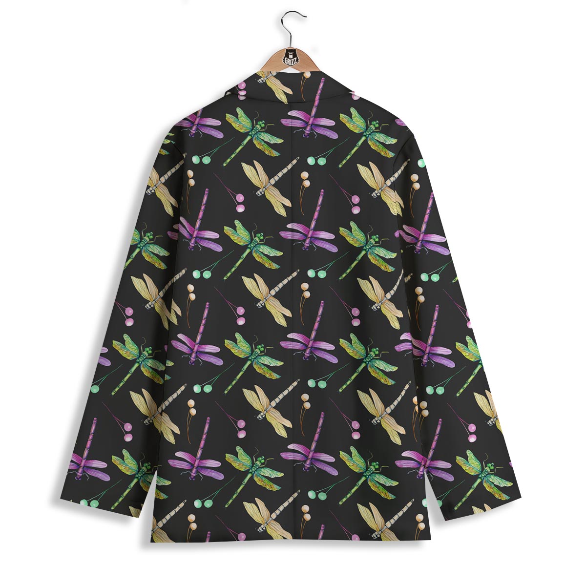 Dragonfly Black Purple And Teal Print Pattern Women's Blazer-grizzshop