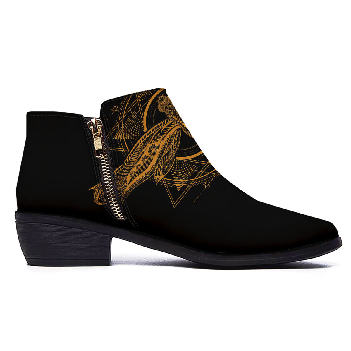 Dragonfly Boho Gold Print Ankle Boots-grizzshop
