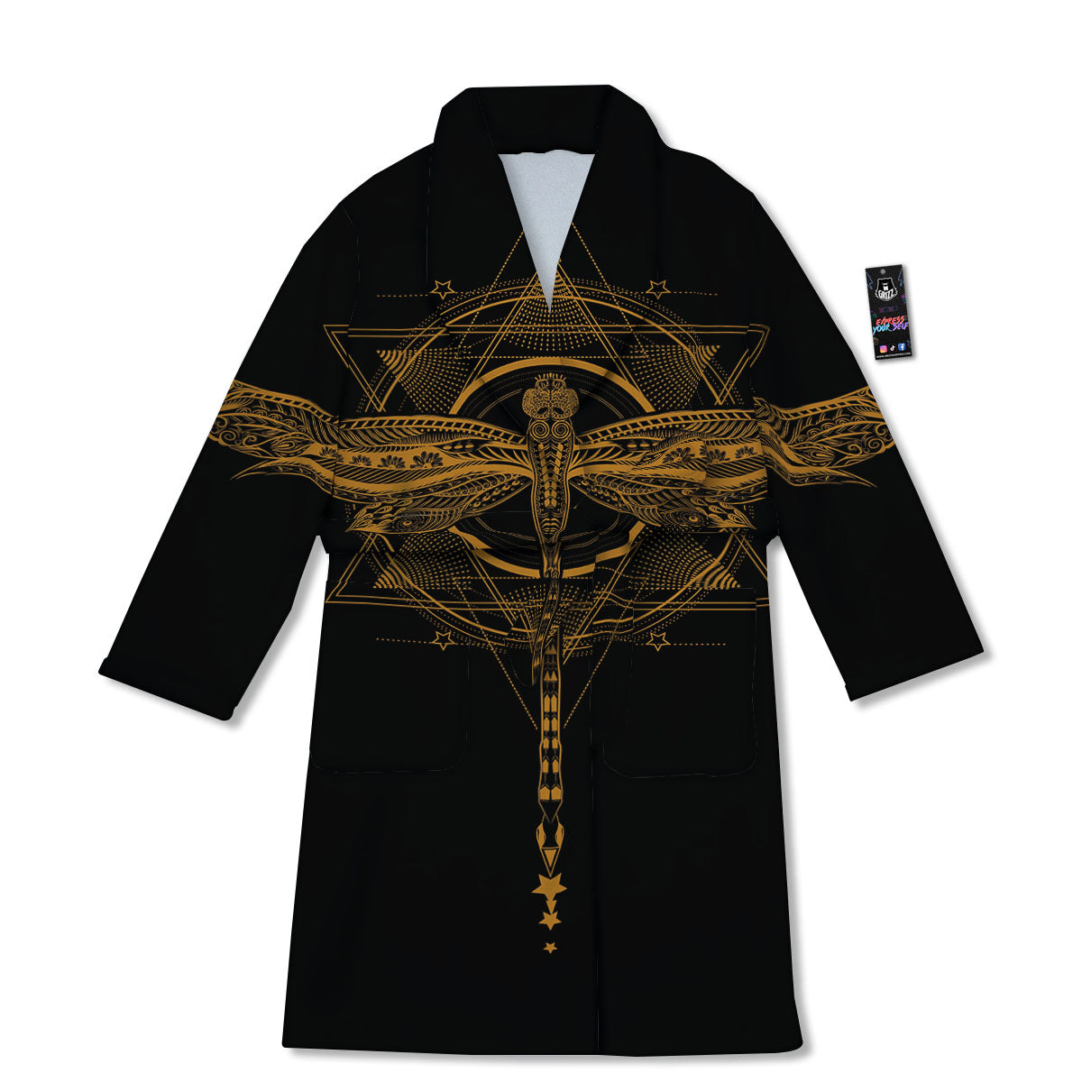 Dragonfly Boho Gold Print Bathrobe-grizzshop
