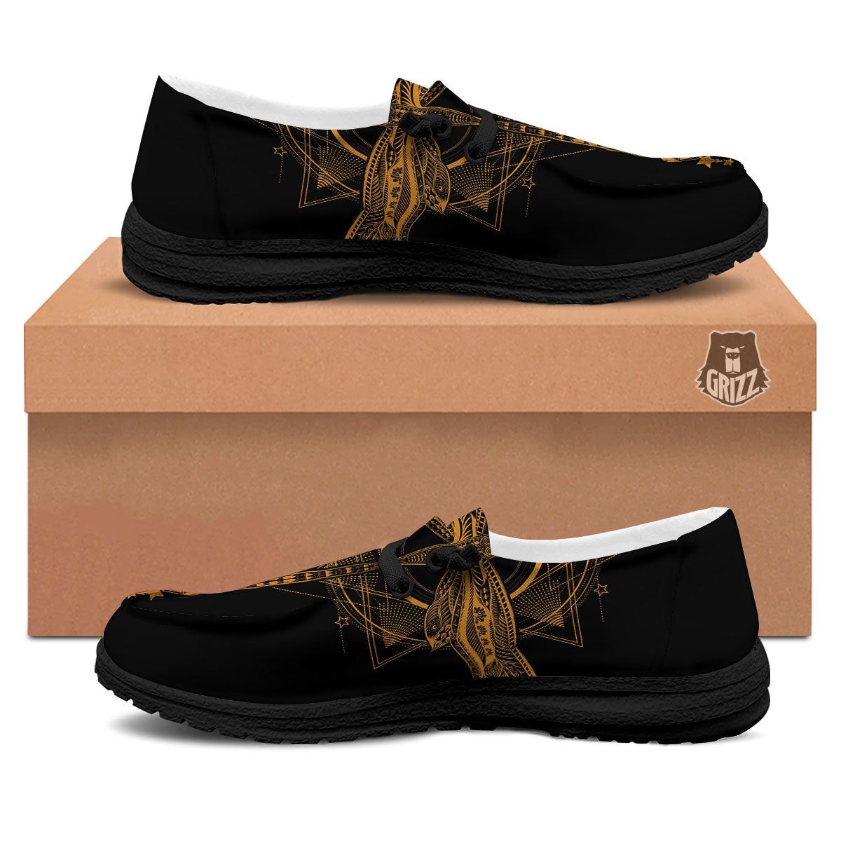 Dragonfly Boho Gold Print Black Loafers-grizzshop