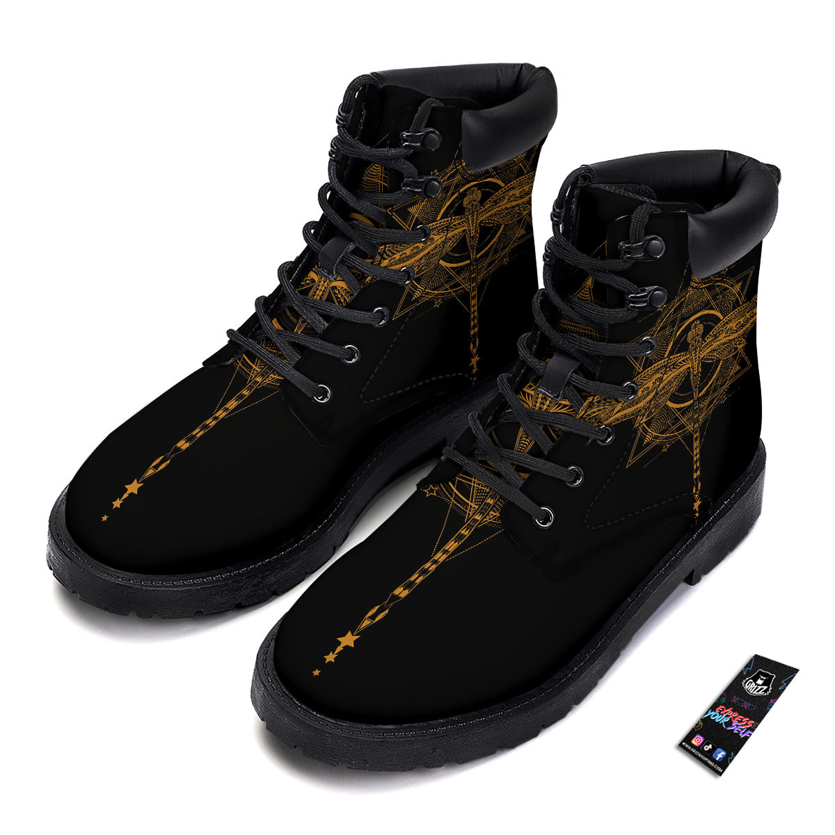 Dragonfly Boho Gold Print Boots-grizzshop