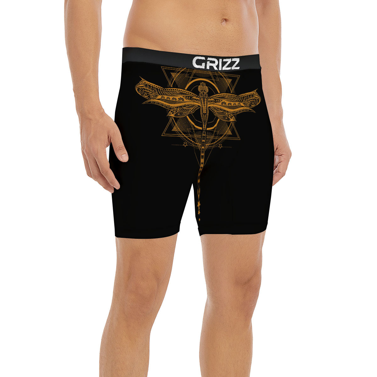 Dragonfly Boho Gold Print Boxer Briefs-grizzshop
