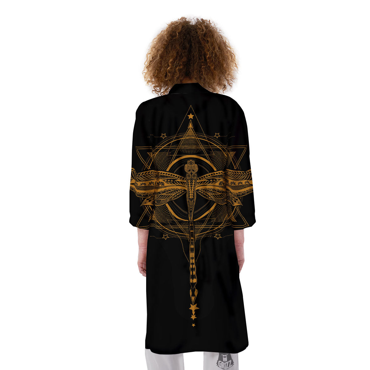 Dragonfly Boho Gold Print Kimono-grizzshop